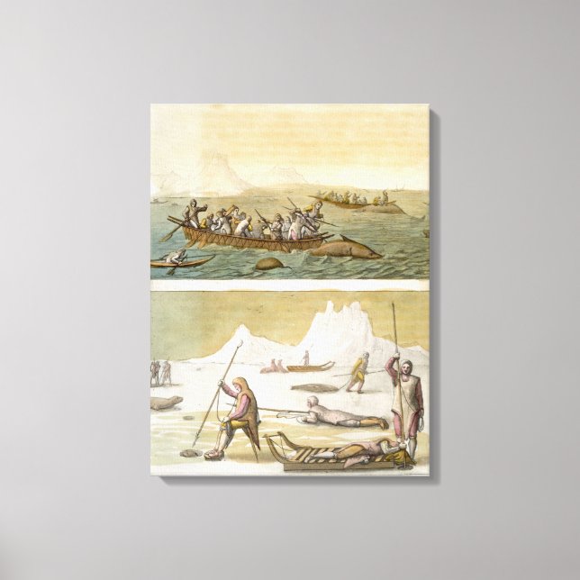 Toile Groenland : Pêche à la baleine et chasse au phoque (Recto)