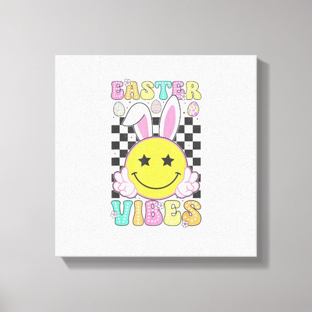 Toile Groovy Easter Vibes Bunny Easter Day Smile Face Gi (Recto)