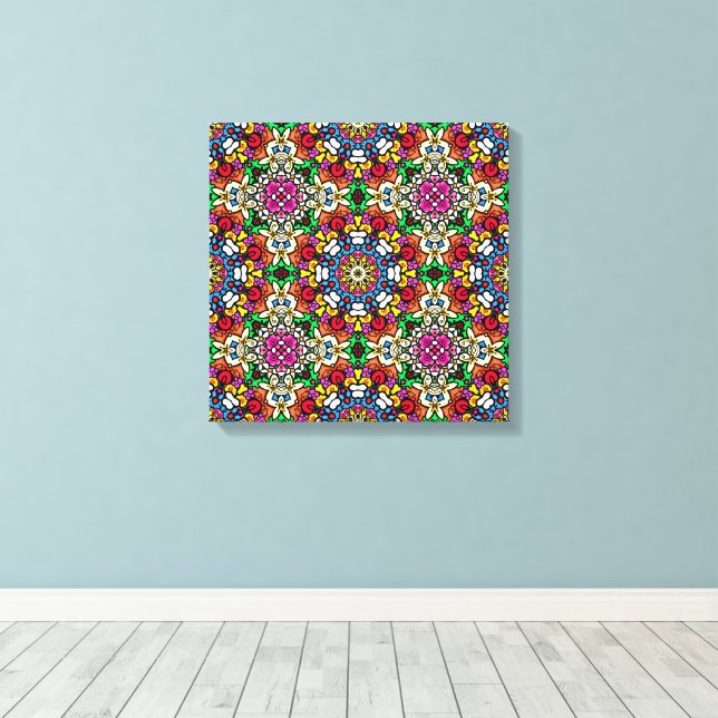 Toile Groovy Funky Flower Power  (Insitu (Plancher de Bois))