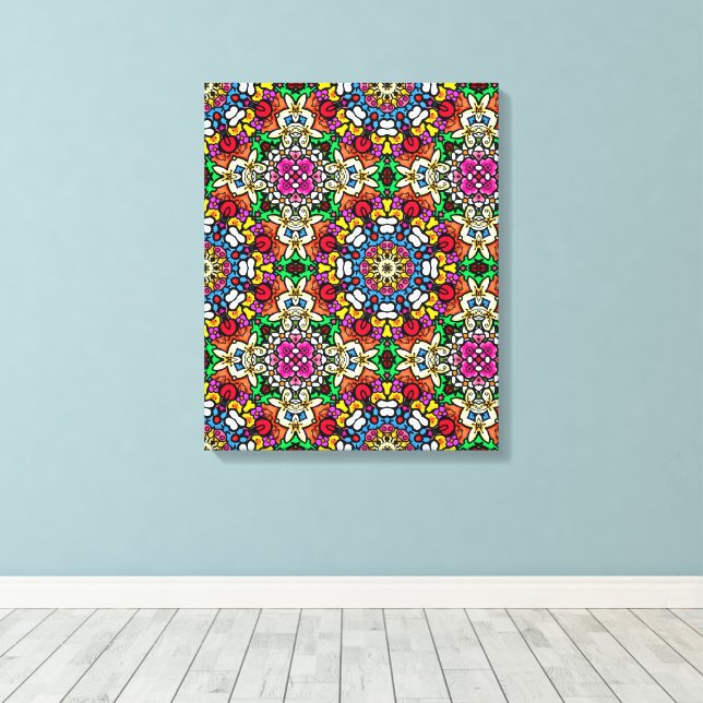 Toile Groovy Funky Flower Power  (Insitu (Plancher de Bois))