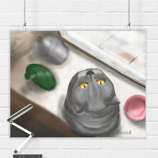 Toile Gros gros chat gris. С tableau.