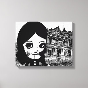Toile Gros oeil Goth girl Maison hantée Art original