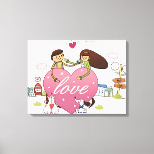 Toile Gros plan d'un couple en forme de coeur