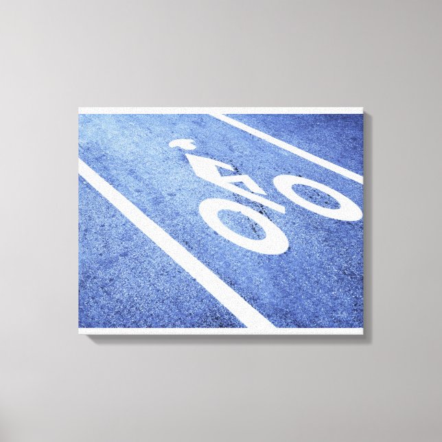 Toile Gros plan d'un panneau de bicyclette sur la route (Recto)