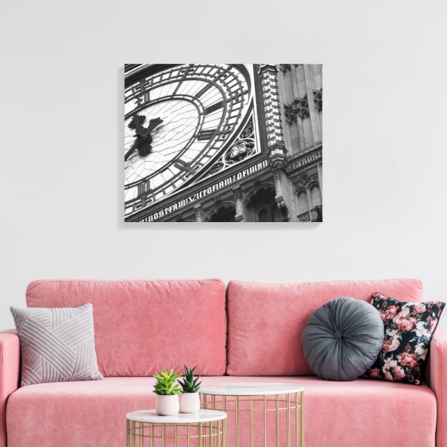 Toile Gros plan sur Big Ben en noir et blanc (Insitu(Salon))