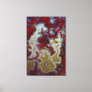 Toile Gros plan sur une dalle d'agate mousse rouge