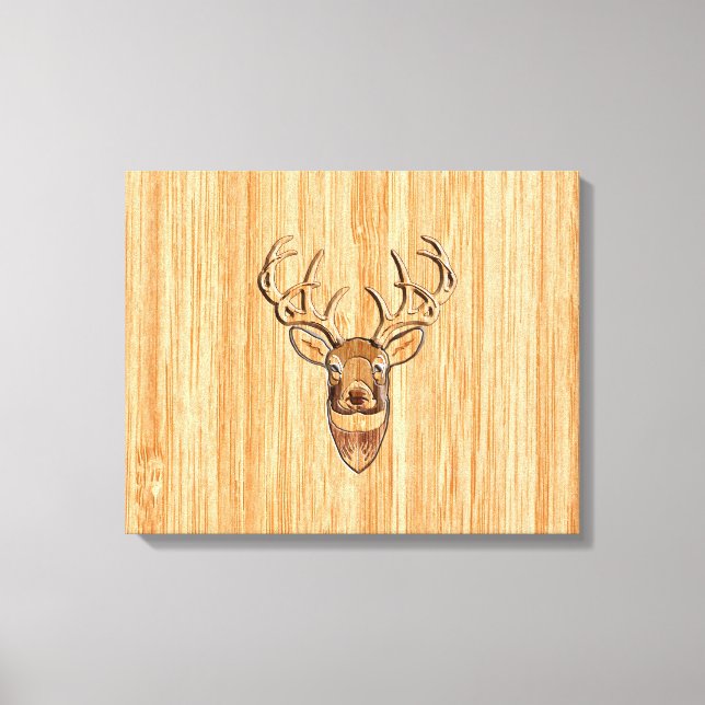 Toile Grotte blanche Cerf de bois Grain style graphique (Recto)