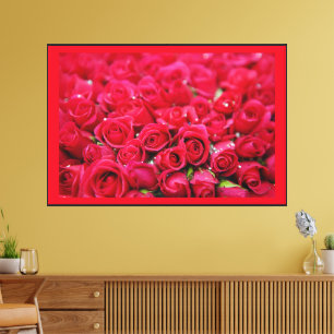 Toile Groupes de roses rouges image imprimée sur Premium