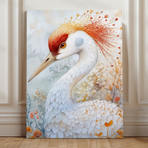 Toile Grue couronnée Élégance – Art d'oiseau fantaisiste