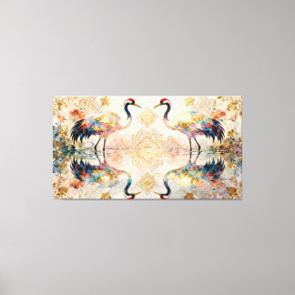 Toile Grues célestes en harmonie - Aquarelles