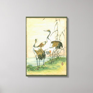Toile Grues orientales par l'eau