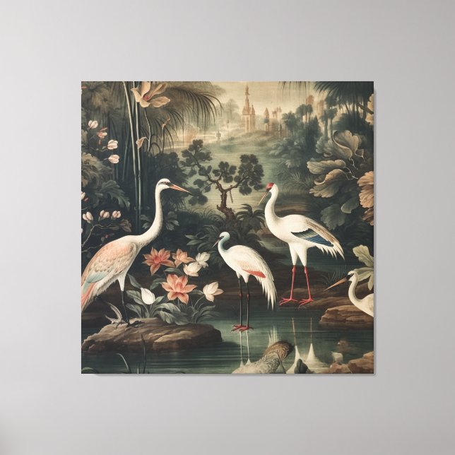 Toile grues vintages et palais sous les tropiques (Recto)