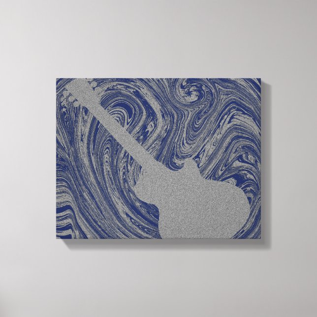 Toile Grunge Guitare Frottes Canvas Imprimer, Bleu (Recto)