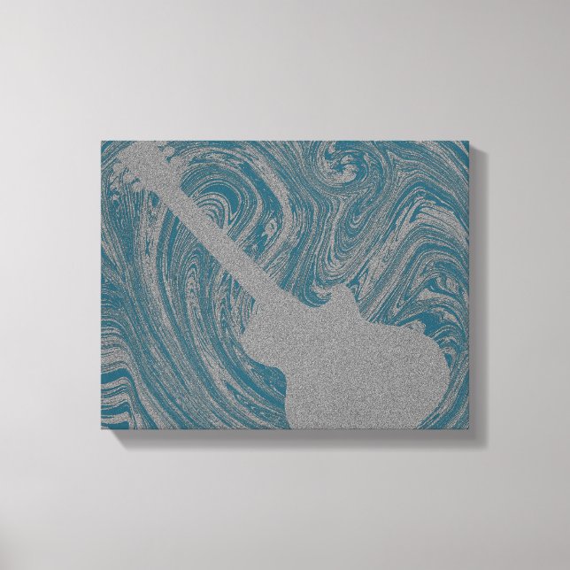 Toile Grunge Guitare Frottes Canvas Imprimer, Turquoise (Recto)