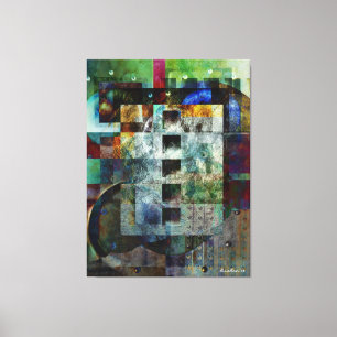 Toile Grunge industriel géométrique coloré Art 7