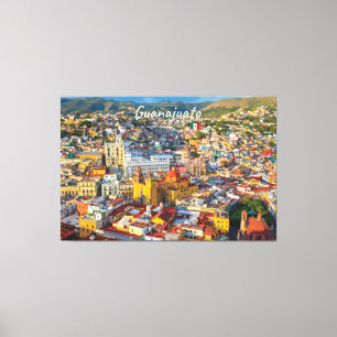 Toile Guanajuato, Mexique - Paysage urbain coloré