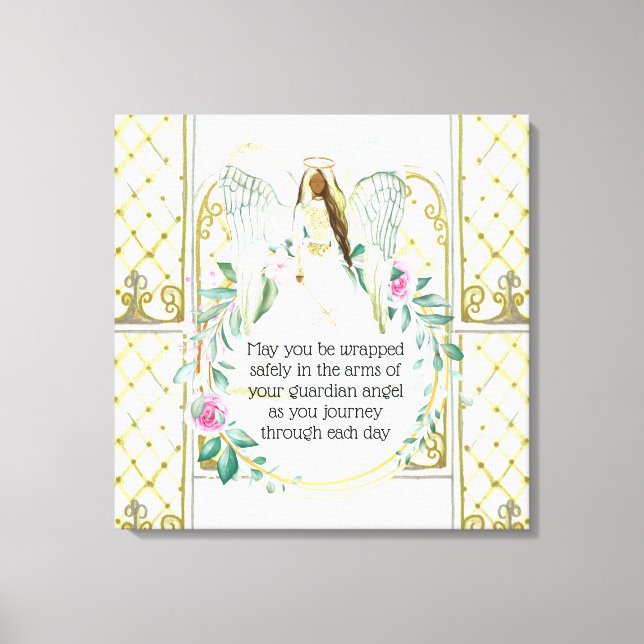 Toile Guardian ange rose fenêtre de couronnes filles cit (Recto)
