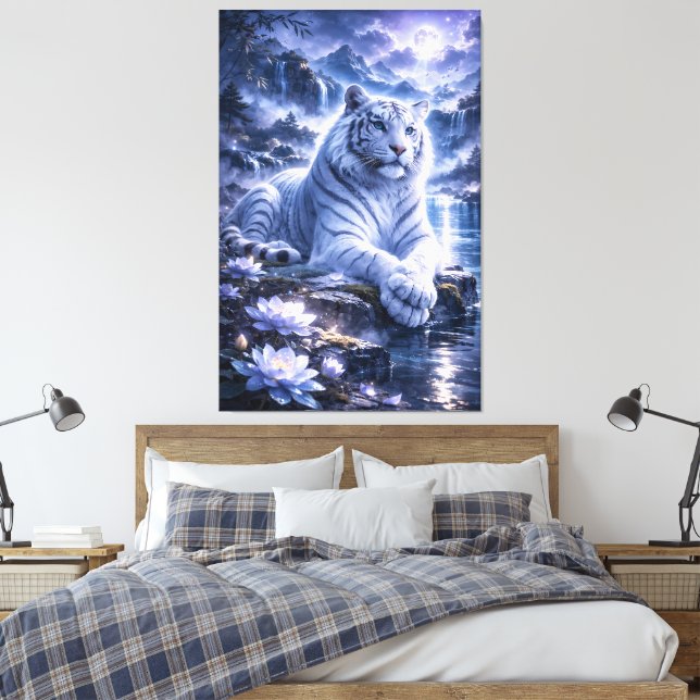 Toile Guardian White Tiger – Silent Strength and Gentle  (Insitu(Chambre))