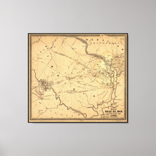 Toile Guerre civile Première bataille de Bull Run Carte  (Recto)