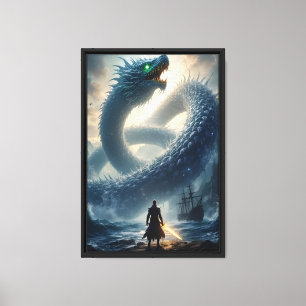 Toile Guerrier contre Dragon de mer