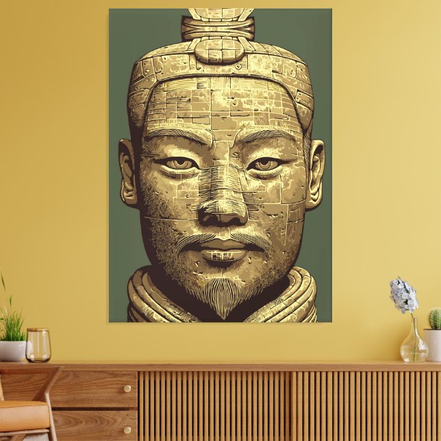 Toile Guerrier en terre cuite - Art doré antique (Insitu(Salon))