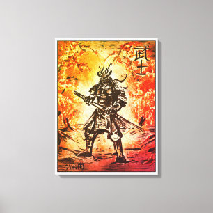Toile Guerrier Samouraï ; Art Traditionnel Japonais