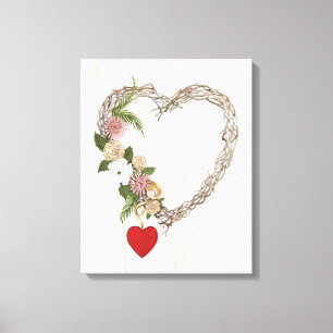 Toile Guirlande rustique I de coeur de Valentine