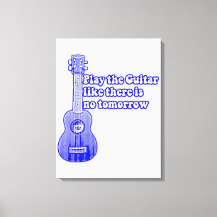 Toile Guitare bleue vintage avec des mots inspirants