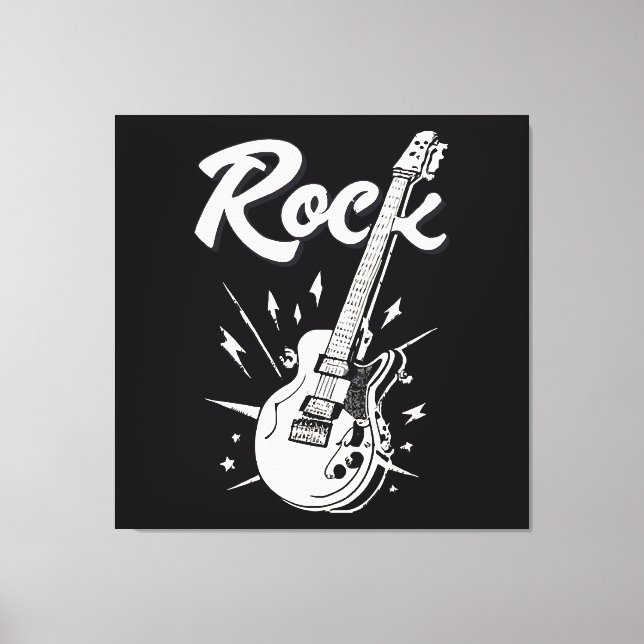 Toile Guitare électrique avec mot rock (Recto)