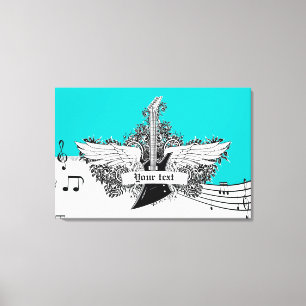 Toile Guitare électrique en noir blanc avec ailes imprim