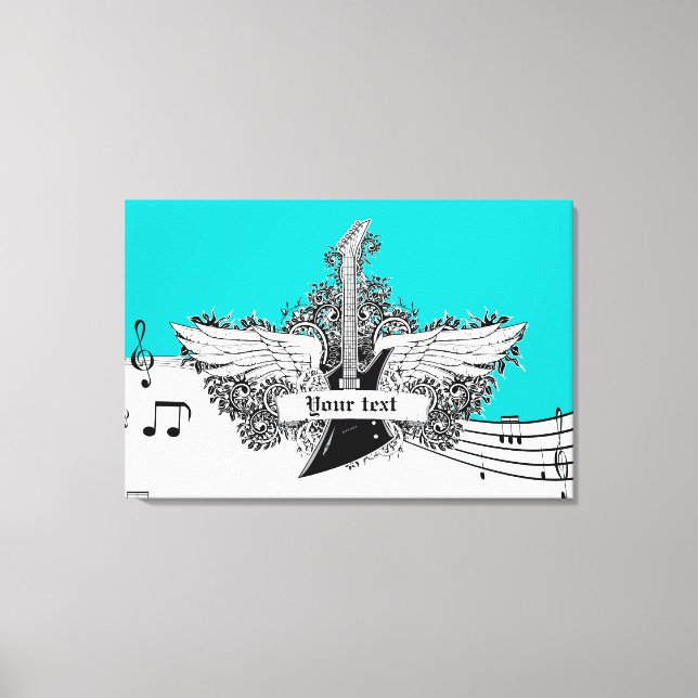 Toile Guitare électrique en noir blanc avec ailes imprim (Recto)