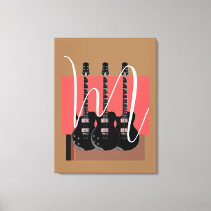 Toile Guitare électrique Pop Art Monogramme Initial