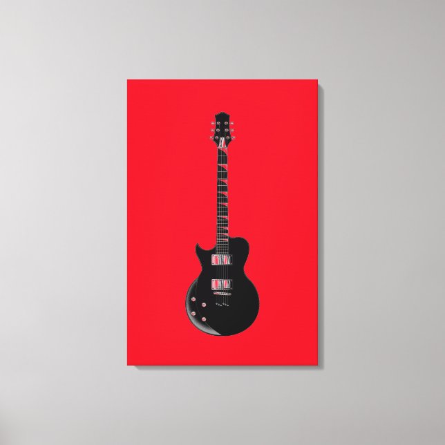 Toile Guitare électrique Pop Art Rouge Noir (Recto)