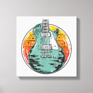 Toile Guitare Électrique Rétro Coucher de Soleil Vintage
