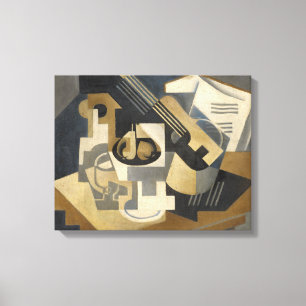 Toile Guitare et bol de fruits sur une table, 1918