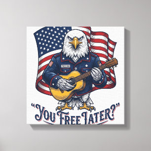 Toile Guitare Vintage Eagle Patriotique