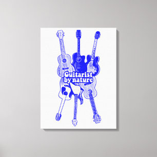 Toile Guitariste par nature. Guitare bleue vintage