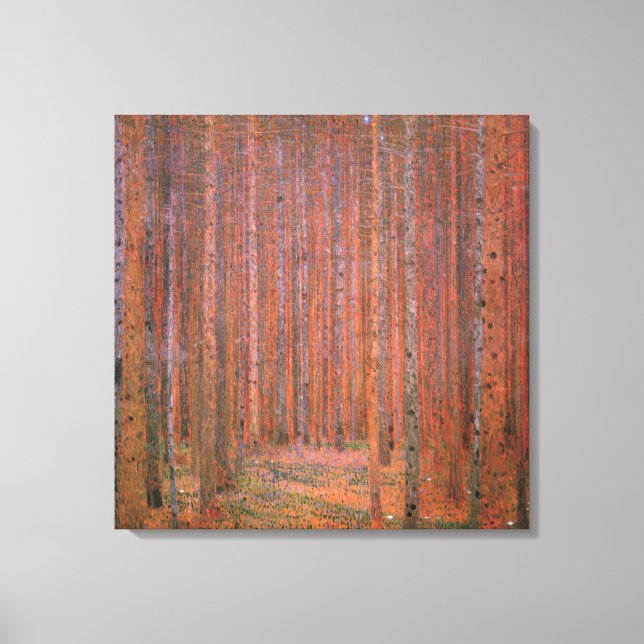 Toile Gustav Klimt Fir Forêt Tannenwald Arbres rouges (Recto)