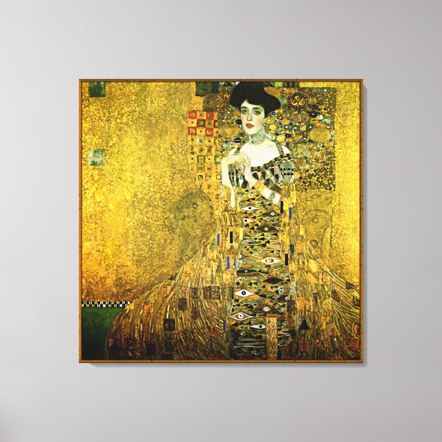 Toile Gustav Klimt La Dame D'Or Sur Un Drapeau (Recto)