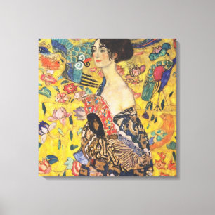 Toile Gustav Klimt Lady With Fan Art Nouveau Painting