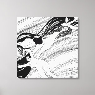 Toile Gustav Klimt - Poisson Sang Surreal Art Japonais