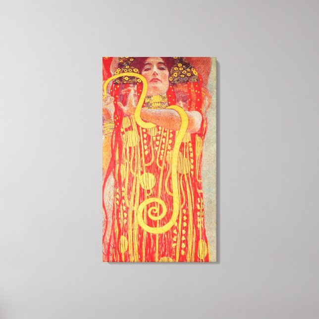 Toile Gustav Klimt Red Woman Gold Snake Peinture (Recto)