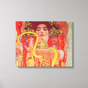 Toile Gustav Klimt Red Woman Gold Snake Peinture