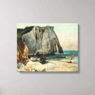 Toile Gustave Courbet Les falaises d'Etretat, le port