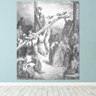 Toile Gustave Doré - Luc 23B La Croix est élevée