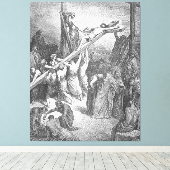 Toile Gustave Doré - Luc 23B La Croix est élevée (Insitu (Plancher de Bois))