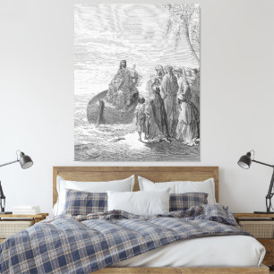 Toile Gustave Doré - Luc 5 Jésus prêche au bord de la me