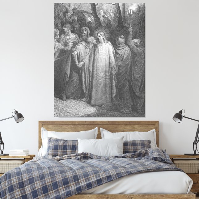 Toile Gustave Doré - Mark 14 Judas Betrays Jesus (Insitu(Chambre))