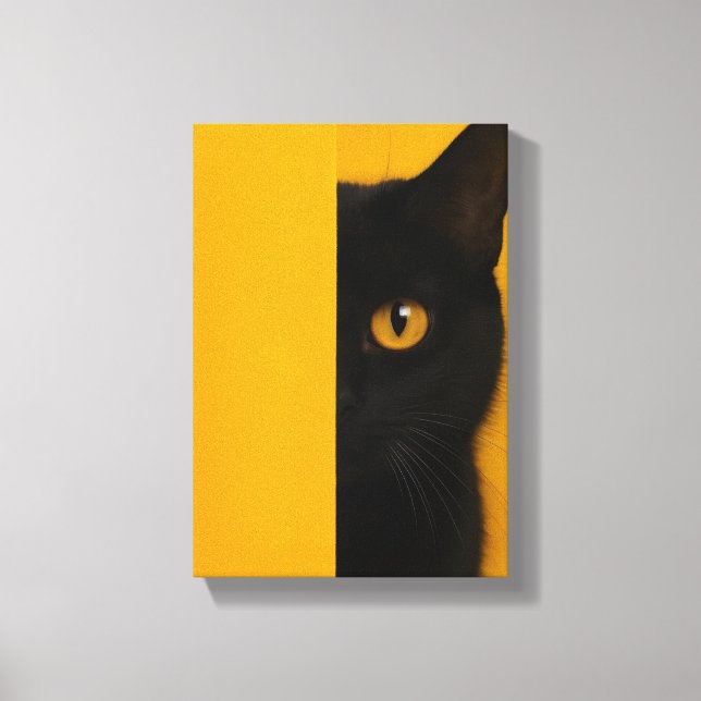 Toile Half-Black Cat Minimalist Canvas Art (Recto)