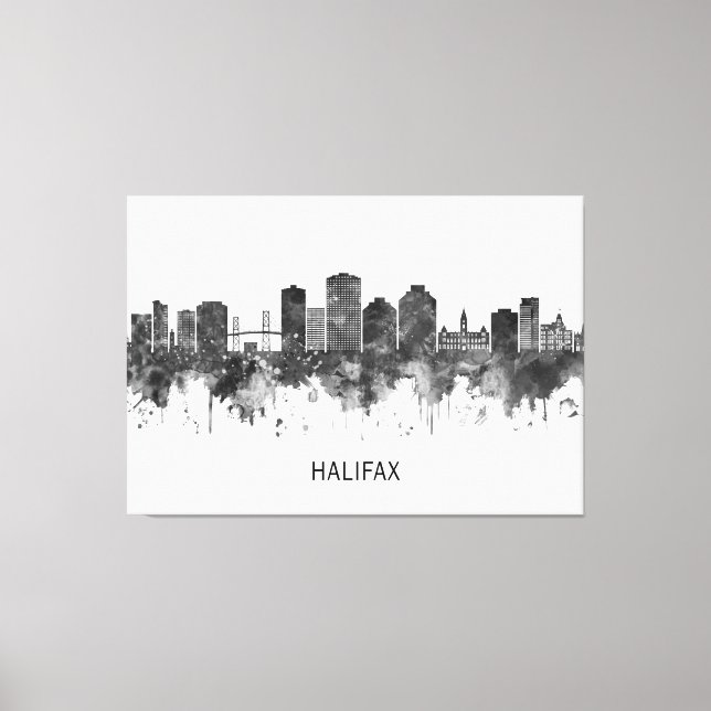 Toile Halifax Canada Skyline BW (Recto)